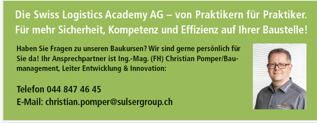 Swiss Logistics Academy AG – Kontakt: Christian Pomper, Telefon 044 847 46 45, christian.pomper@sulsergroup.ch