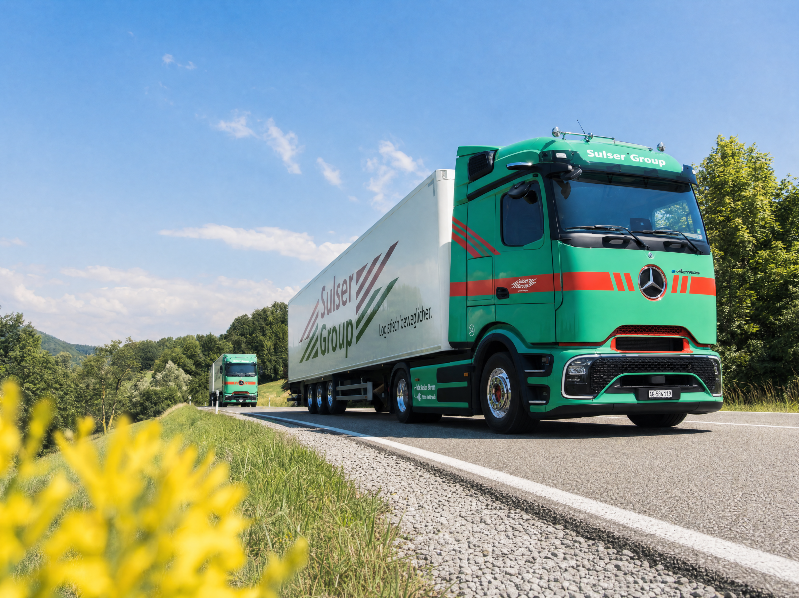 Lastwagen der Sulser Group unterwegs